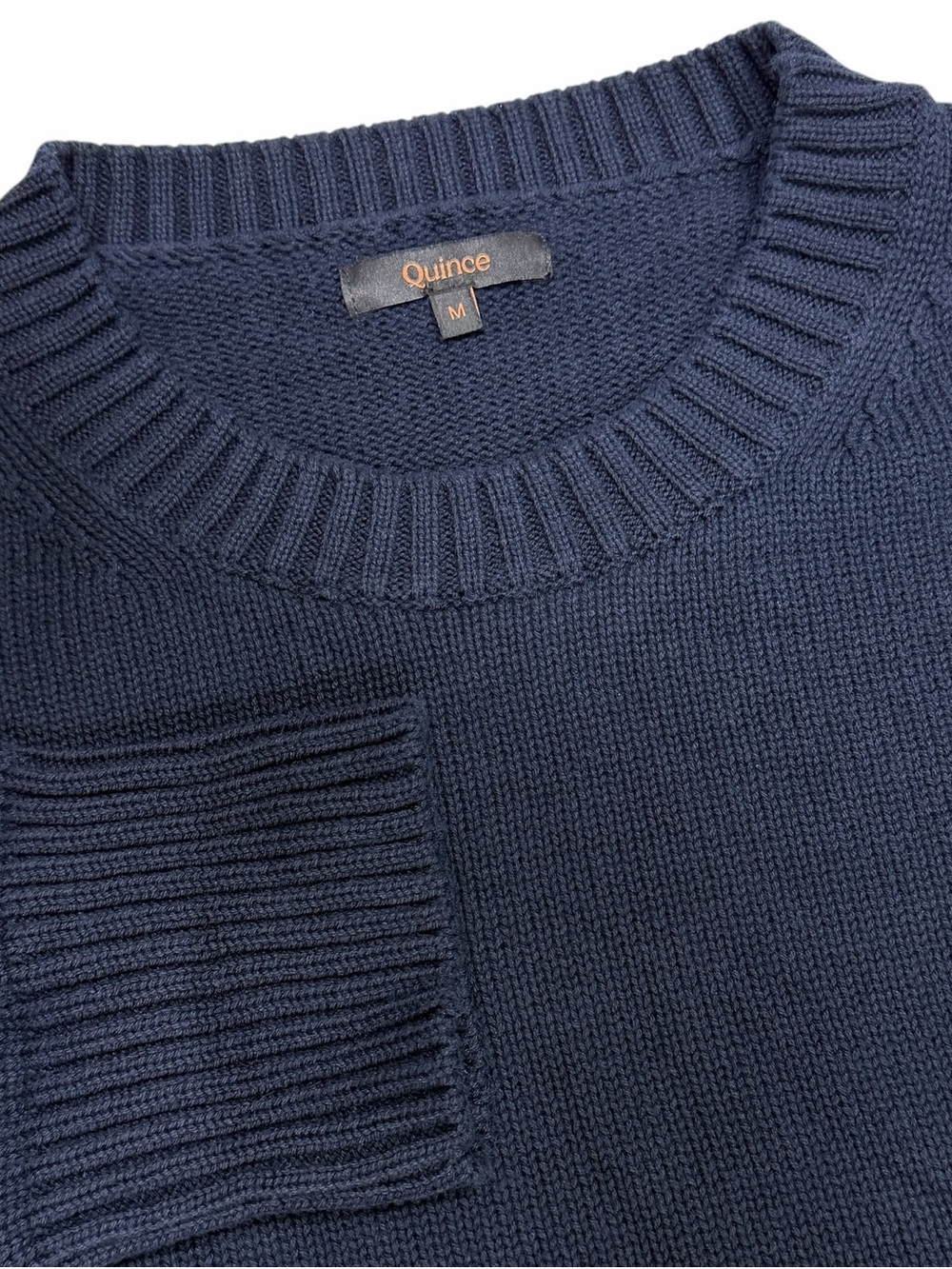 Quince Sweater Womens Medium Navy Blue Organic Cotton Boyfriend Crew Oversized